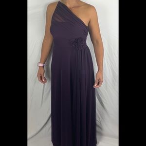 Gown, dark purple, very elegant.
